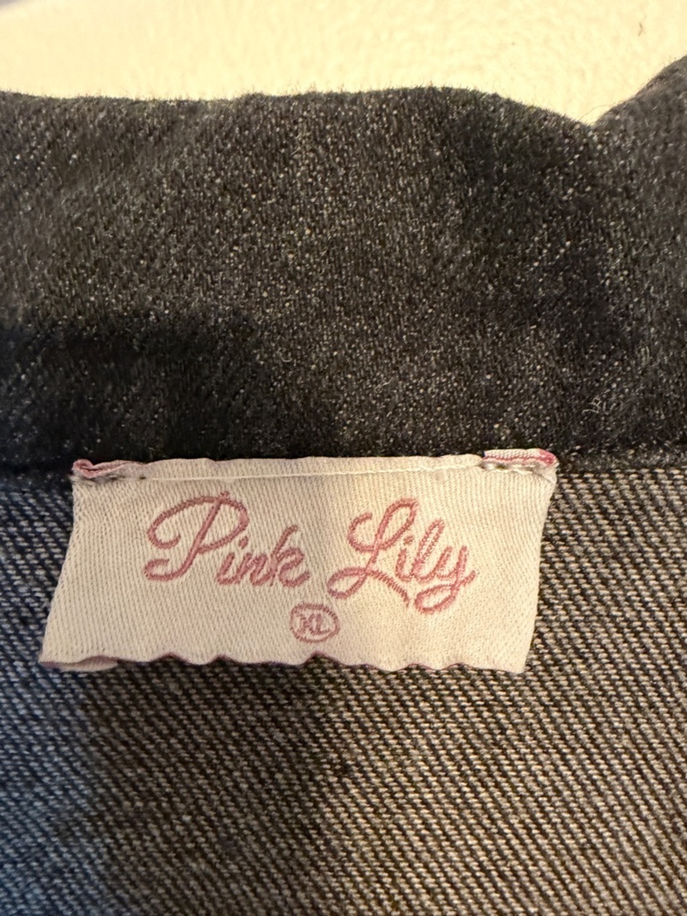 Pink Lily Dark Denim Button-Front Mini Dress - Charcoal Blue - Picture 6 of 9